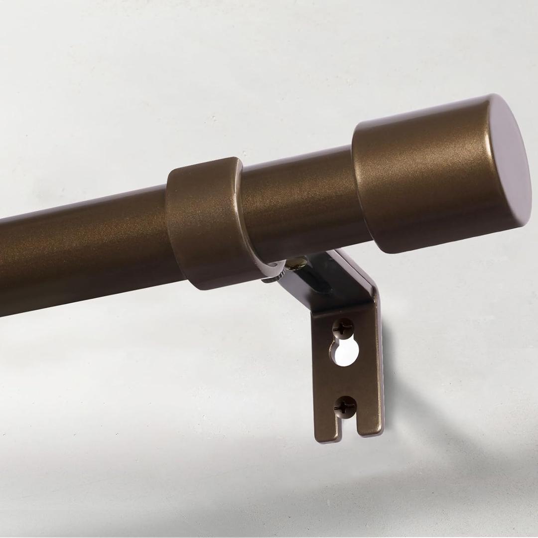 Heavy Duty Curtain Rods for Windows 72 to 144 Inch, 1 Inch Bronze Curtain Rods for Outdoor, Farmhouse, Bedroom, Kitchen, Living Room, Adjustable Easy Install Drapery Rod (A2,Bronze,30"-150")