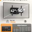 Perlegear UL Listed Full Motion TV Wall Mount for 42-90" TVs up to 132lbs, Heavy Duty TV Mount with Dual Articulating Arms, Tool-Free Smooth Tilt, Swivel, Fits 16" Studs, Max VESA 600x400mm, PGLF8