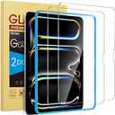 SPARIN Screen Protector for iPad Pro 11 Inch 2025/2024 M5 M4 (6th/5th Generation), 2 Pack Tempered Glass for iPad Pro 11, Scratch Resistant, Case Friendly, Apple Pencil Pro Compatible