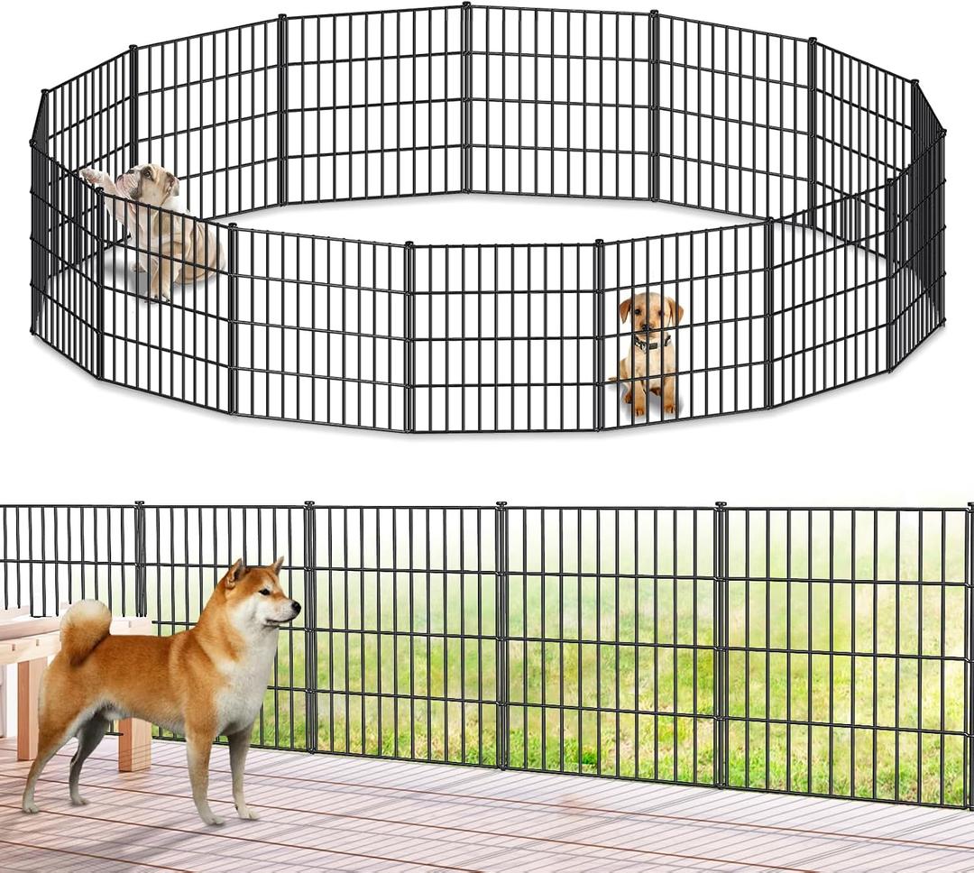 Metal Garden Fence 28 in x 35 ft, Outdoor Dog Fence with Stakes for Yard