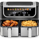 Simple Deluxe 9.5-Qt Dual Basket Air Fryer, 10-in-1 Digital Preset 1700W Airfryer, Sync Cook, Independent Temp Control, Shake Reminder, Nonstick Basket, Black