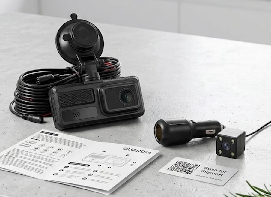 3 Channel Dash Camera for Cars,Loop Recording,170° Wide Angle,32GB Card Included