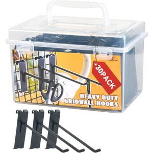 Alyoen Gridwall Hooks 6in, Black Grid Wall Panel Hangers, Metal Display Hooks for Grid Wall, Gridwall Accessories for Retail Garage Shop Home Display (30 Pack)