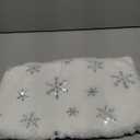 LuoluoHouse Christmas Table Runners 48 Inches, White Faux Fur Table Runner with Silver Sequin Snowflakes Xmas Table Runner for Wedding Birthday Winter Table Decorations, 13 x 48 Inches