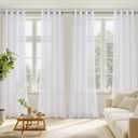 RYB HOME Sheer Curtains 4 Panels Set 108 Inches Long, Solid Voile Light Filtering Airy Curtains Window Treatment Drapes for Living Room, Elegant Bedroom Window Panels, White, Width 54, Grommet