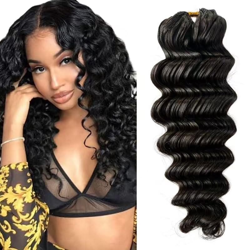Knotless Pre Looped Crochet Human Hair Extensions Human Crochet Hair Pre Separated Knotless Crochet Human Hair Loose Deep Wave Natural Color 18inch 120g