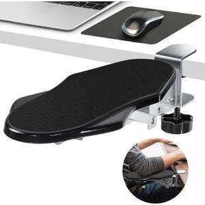 Ergonomic Desk Arm Rest Support - Lightweight Folding Elbow Pad for Instant Wrist Relief, 180 Rotating Armrest Extender for Small Desks, Home Office & Gaming (Black)