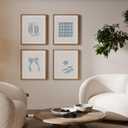 PLKMN Coastal Cowgirl Wall Art Prints Set of 4, Navy Blue Bow Coquette Trendy Preppy Room Decor, 8x10 Unframed