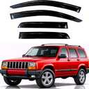 KPY Rain Guards Fit for 1984-2001 Jeep Cherokee 4-Door, Out-Channel Window Visors Vent Wind Deflectors 4PC, Car Accessories for 84-01 Cherokee 4-Door (Excludes Limited Model)