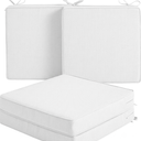 Outdoor Chair Cushion, Water-Resistant & Fade-Resistant, Patio Furniture Seat Replacement Chair Pad with Ties Zipper, Removable Cover, Non-Slip Bottom, 17 x 16 Inch, White