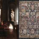 RUGSURE Washable Area Rugs - Perfect for Living Room, Bedroom, Kids Room, Nursery - Stain & Water Resistant Non-Slip, Pet & Child Friendly, Vintage Tribal Area Rugs (Rust, 5' x 7')