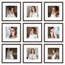 BSRHOME 12x12 Picture Frame Set of 9, Display Pictures 8x8 with Mat or 12x12 without Mat, Multi Collage Gallery Square Photo Frames for Wall or Tabletop, Brown