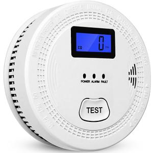 2 in 1 CO & Smoke Alarm,Carbon Monoxide Detectors, with Battery, Smoke Detector,85dB in Alarm,for Home and Kitchen,LCD Screen,Easy to Install