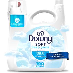 Downy Free & Gentle Liquid Fabric Softener, 140 fl oz, 190 Loads, Hypoallergenic, Sensitive Skin Friendly Fabric Conditioner Liquid