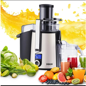 1000W 5-SPEED LCD Screen Centrifugal Juicer Machines Vegetable and Fruit, Healnitor Juice Extractor with Big Adjustable 3" Wide Chute, Easy Clean, BPA-Free, High Juice Yield, Silver