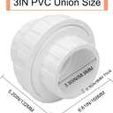 3" PVC Union Coupling Pipe Fitting (Socket x Socket) 3Inch PVC Slip Union Adapter Coupling Schedule 40, EPDM O-Ring, White