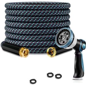 Garden Hose 25FT Lightweight Kink-Free Thick Grip Outdoor (Blue+Black)