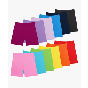 12 Pack Girls Dance Shorts, Toddler Biker Shorts Cartwheel Under Dress Pastel Kids Biking Clothes 6/7T