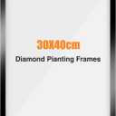 NAIMOER Diamond Painting Frames, Frames for 12x16in/30x40cm Diamond Art Canvas, Paint by Numbers Accessories Frame Self-Adhesive for Wall Window Door Black (Internal Size 25x35cm) Black