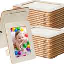 60 Pcs Wooden Picture Frames for Crafts, 4 x 6 inch DIY Wood Frame Bulk, Small Unfinished Standing Paintable Photo Frame for Home Birthday Party Wedding Decor