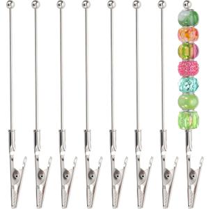 PATIKIL Long-Tailed Alligator Clamp, 8 Pcs 5.3 inch/135mm Metal Wire Alligator Clamp Beadable Alligator Photo Clips for Picture Note Menu Memo DIY Decor Crafts, Silver