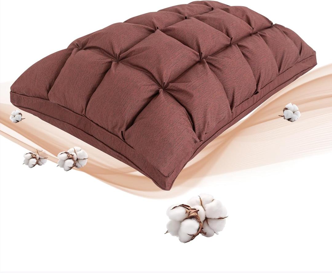 YOUR MOON Soft Pillows King for Sleeping, Support Bed Pillows, Fluffy Down Alternative Pillow, Luxury Hotel Gel Standard Pillows for Side Sleeping (Brown) (King (Pack of 1))