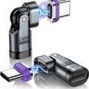 AUFU PD 240W 16PIN USB C Magnetic Adapter(2Pack)/USB C 90 Degree Adapter/Right Angle C Adapters/Magnetic C to C for 1Phone 17/16/15 Series, Ma-Book Pro/1Pad Series, Samsung Galaxy, Google Pixel