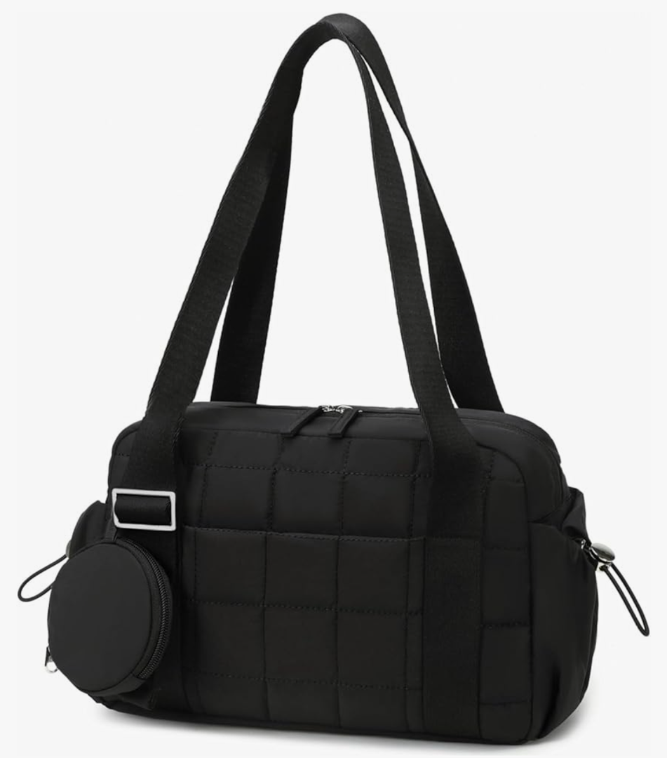 CAMTOP Mini Gym Bag for Women, Small Gym Tote Bag Puffy Quilted Sports Duffel Bag with Wet Compartment and Coin Purse Duffel Bags Dance Yoga Workout Bag for Gifts