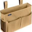 Surblue Bedside Caddy Hanging Organizer Bedside Storage Bag for Bunk and Hospital Beds (Small, Khaki)