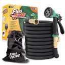 Flexi Hose Plus Expandable Garden Hose with 8 Function Nozzle, 50FT - Lightweight Retractable Garden Hose, Water Hose - No-Kink Flexibility, 3/4 Inch Solid Brass Fittings Includes Hook & Bag