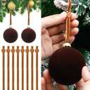 100 Pcs Christmas Velvet Ornament Strings Adjustable Ornament Hooks Non Slip Hangers Hooks Tree for Christmas Tree Decorations(Brown)