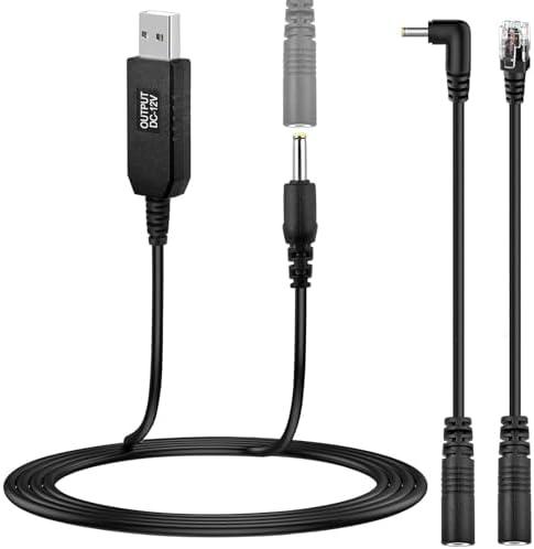Pack of 2 Xislet 3 in 1 Radar Detector Power Cord, 3.4ft USB to DC Step Up Converter Cable Power with RJ11 Connector Plug Cable/DC Jack 3.5mm / Angle Adapter Fits for Escort Valentine One Beltronics Cobra