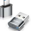 USB Mouse Mover with Switch Button, Automatic Mini Mouse Shaker with 2 Jiggle Modes, Driver-Free, Plug & Play, Keep Computer/Laptop Awake, with USB-C Adapter, Gray (Gray)