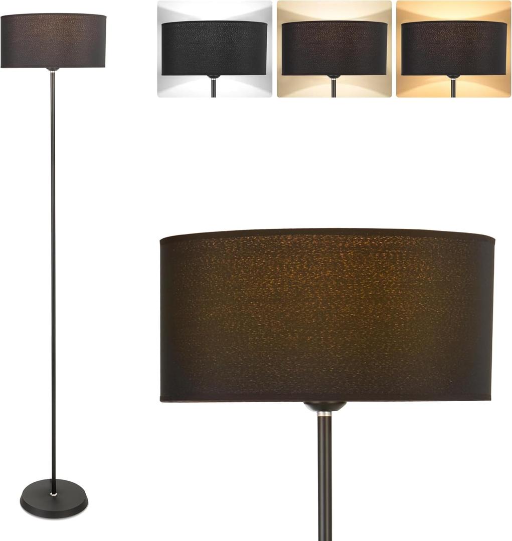 Mid Century Modern Floor Lamp for Living Room, Dimmable Tall Lamp with 3 Color Temperature Dimmable LED Bulb, Cordless Pole Lamp for Bedroom, Reading Lamps Floor Standing