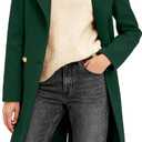 Women's Long Notch Lapel Coat, Double-Breasted Peacoat, Casual Classic Fall Winter Overcoat, XL 