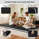 Tiita Queen Memory Foam Mattress Topper, 4" Thicken Futon Floor Mattress with Storage Bag and 2 Straps, Portable Roll Up Travel Car Camping Mattress Sleeping Pad, Black, 80"60"4"-Queen