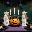 2 x 1Pcs Ghouls Night Gifts Wine Bag,Halloween Wine Bag,Happy Halloween Gifts Party Decorations for Women Menwith 1Pcs Kraft Blessing Cards and natural jute rope