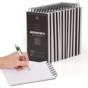 Paper Junkie Reporters Notebook 12-Pack, 8 x 4 Inches  Black Top Bound Spiral Notepads with 70 Sheets Each  Compact & Durable Journal for Journalists, Students, Detectives & Professionals