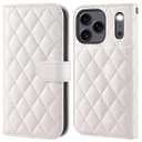 OCASE Compatible with iPhone 17 Pro Wallet Case, PU Leather Flip Folio Case with Card Holders RFID Blocking Kickstand [Shockproof TPU Inner Shell] Phone Cover 6.3 Inch 2025, Diamond Check White