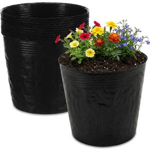 50 Pcs 3 Gallon Nursery Bags 12 Inch Soft Plastic Seedling Pots with Drainage Holes Bulk Seed Plant Bags for Large Flowers Trees Vegetables Indoor Outdoor Women Gardening Gifts, Black