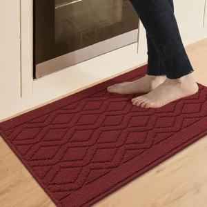 COSY HOMEER-Kitchen-Rugs-and-Mats 20"x30" Non Slip Kitchen Mats for Floor Absorbent Kitchen Rug Washable Kitchen Standing Floor Mat for Sink Mat, Throw Rug, Entry, Laundry, Red
