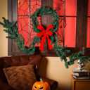 Riceshoot Halloween Wreath for Front Door 20'' Gothic Monster Halloween Wreath Eerie Nightmare Theme Decor Spooky Sandworm Door Decor with Garland Arm for Home Indoor Outdoor Nightmare Decoration