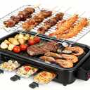 2 in 1 Electric Indoor Grill 1700W - YOHAWJAN Black Smokeless Indoor Grill Pan with Grilling Net & Non-Stick Removable Griddle Plate, Temperature Control Korean BBQ Grill for Kitchen with 3 Cheese Pan