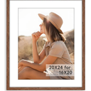 HLiWEGNS Dark Walnut 20x24 Frame - Single Frame - Rustic Woodgrain 20 x 24 Poster Frame for Pictures 16x20 with Mat or 20x24 Picture Frame Without mat for Wall Gallery Display - Ideal Christmas Day