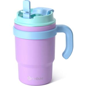 Fimibuke Kids Insulated Tumbler with Handle & Straw - 16oz Leak Proof Toddler Tumbler with Sip/Swig 2-in-1 Lid, BPA FREE 18/8 Stainless Steel Kids Water Bottle Drinking Cups Travel Mugs for Boys Girls