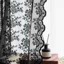 Anmao Vintage Lace Curtains 90 Inches Long 2 Panels Set, Romantic Elegant Light Filtering Semi Sheer Floral Thick Lacy Curtain Drapes for Living Room and Bedroom, Each Panel 55W x 90L, Black