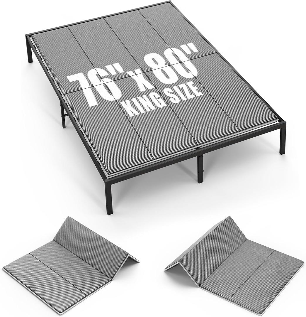 Bunkie Board King Size 76"x80" for Under Mattress Bed Support, Heavy Duty Reinforced Wood with Anti-Sag, Light Thin/Breathable, Noise Minimizing, Fits Metal Frames/Platform Beds/Sleeper Sofa