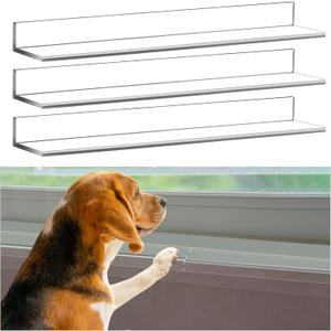 Wenqik 3 Pcs Window Sill Protector for Dogs, Thick Clear Acrylic Window Ledge Guard, Heavy Duty Scratch & Chew Resistant Cover to Protect Wood Sills from Dog Claw Damage (12'' X 3.25'' X 0.16'')