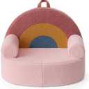 Blissful Diary Toddler Chair Comfy, Foam Kids Chair with Soft Teddy Plush, Toddler Reading Chair with Cute Arclet Designs- Blush Pink