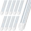 LED Shop Light 8FT Tube, 2 Pin LED Tube Lights, V Shaped, R17D HO Rotatable LED Bulb, 90W, Clear Cover, Cold White 6000k, Fluorescent Tube Replacement, Ballast Bypass,Dual-End Powered, 10Pack